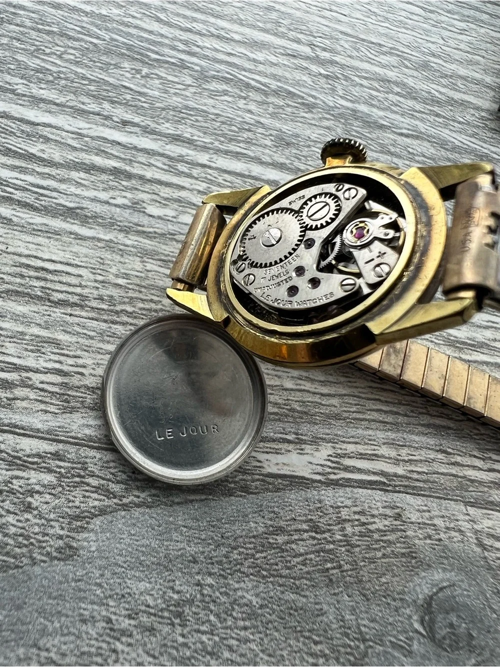 LeJour Vintage Gold-Tone womens Watch with Silver Dial